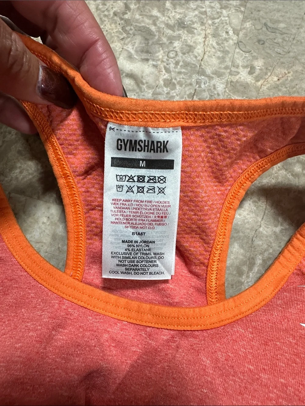 Gymshark Coral-Orange Seamless Racerback Sports Bra